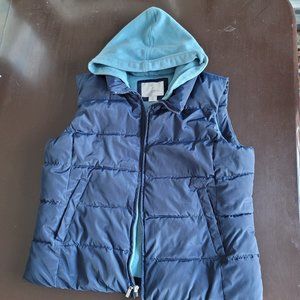 Winter vest with sweatshirt type hood
